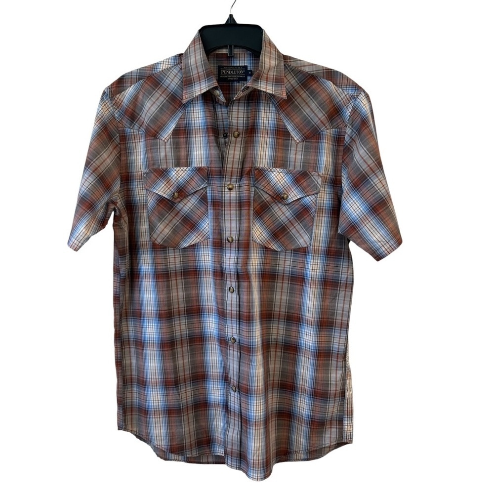 Pendleton Men's Plaid Western Style Snap Front Button Down Shirt Small